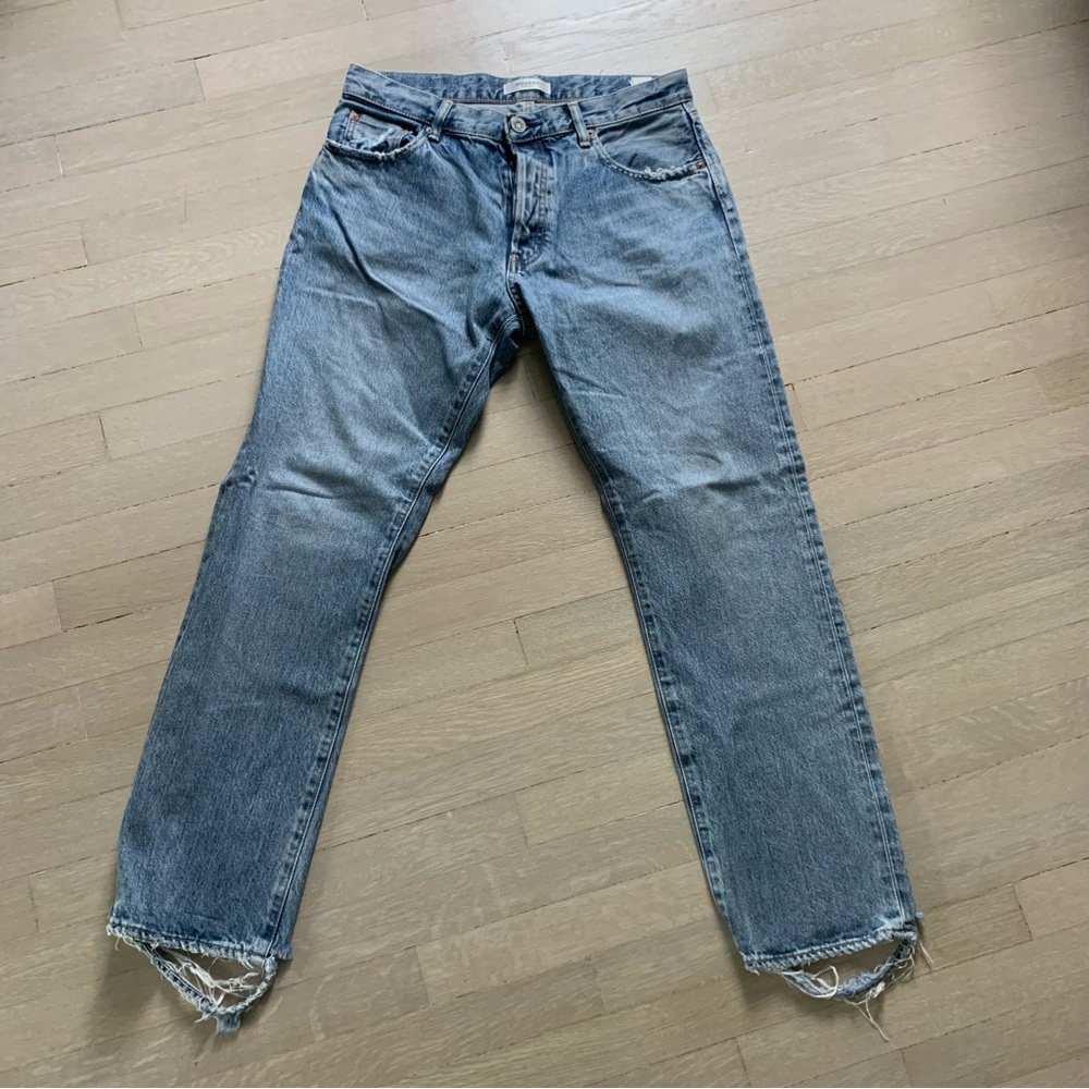 Moussy Vintage Straight Leg Distressed Jeans